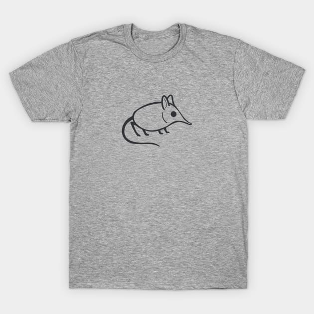 Elephant shrew minimalist design in dark ink T-Shirt by croquis design